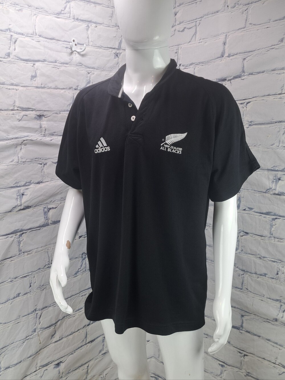 Adidas Vintage 90s Y2K New Zealand All Blacks Rugby Jersey Polo Shirt Large XL